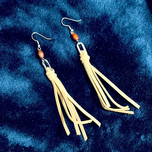 🆕»-»bOheMiAN MoDeRn LeAtHeR fRiNGe EaRrInGS« HaNdCrAfTeD »ClAsSiC bOhO sTyLe« - Picture 6 of 16